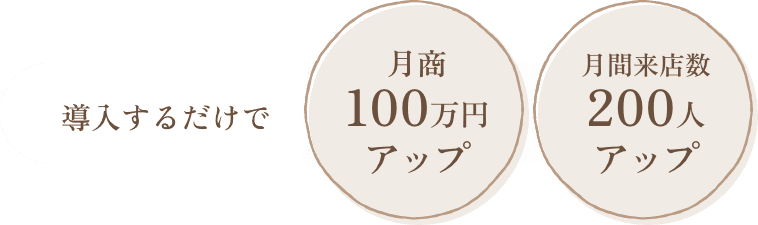 導入するだけで月商100万円アップ 月間来店数200人アップ